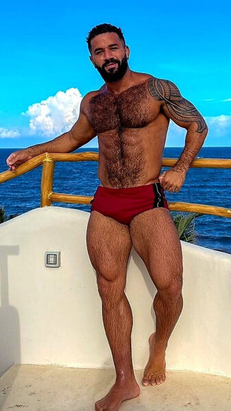 His by the deep blue sea hairy pecs