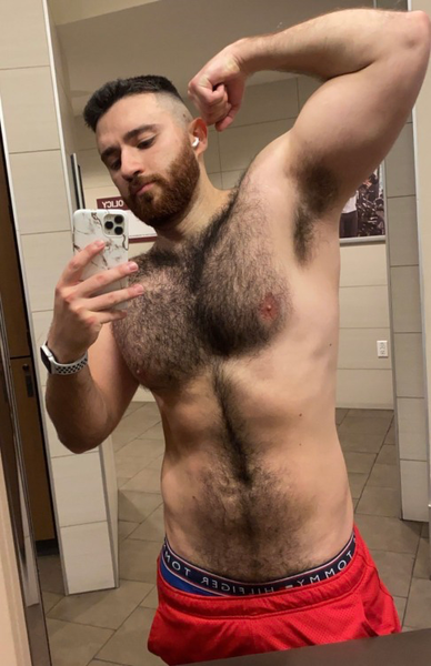 His very hairy chest