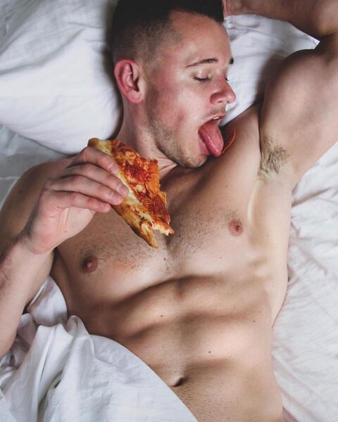 Pizza for breakfast in bed