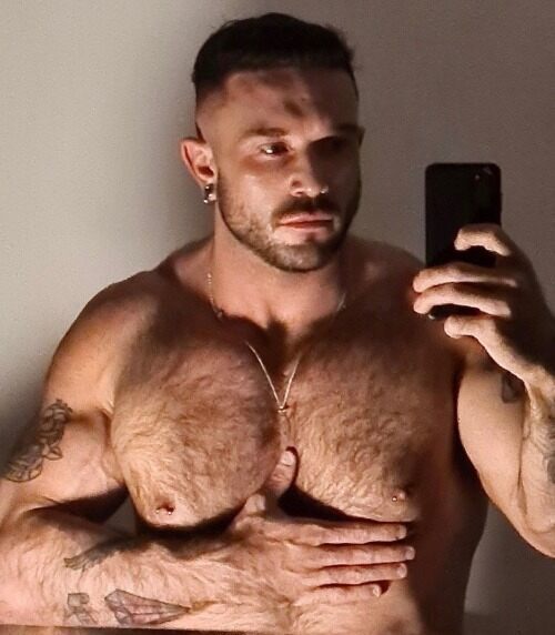 Furry pierced nip selfie