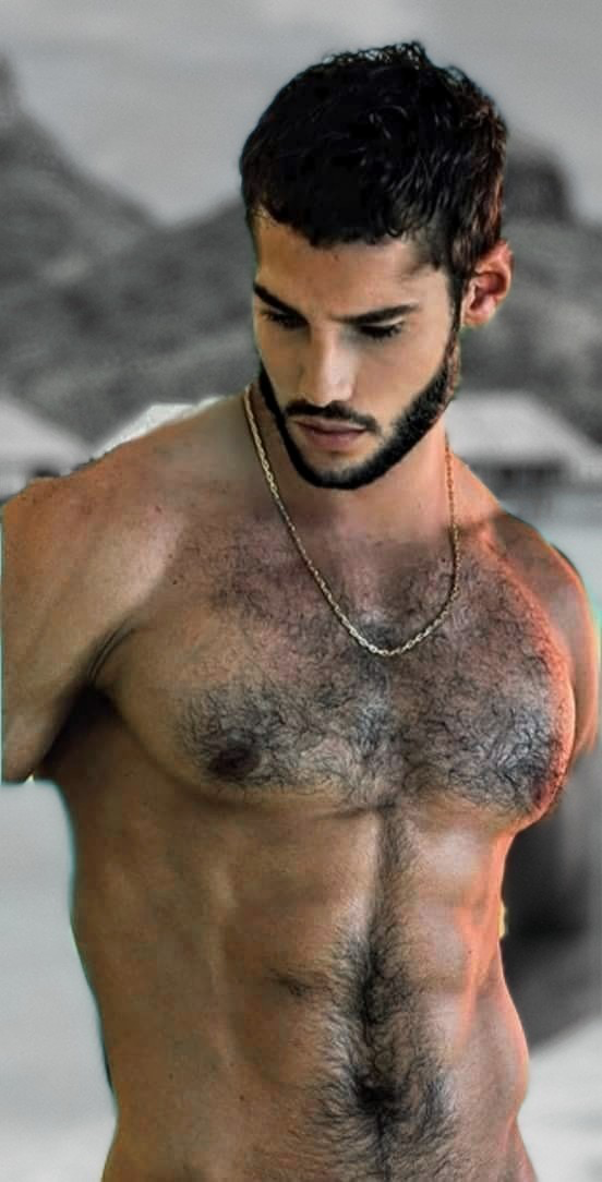 His hunky hairy chest