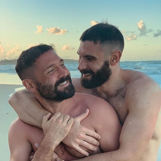 On the beach on their honeymoon