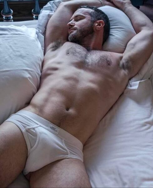 I know you want to go for his pits, but my plan to wake him up is to gently peel back his tighty-whities and well you know the rest…