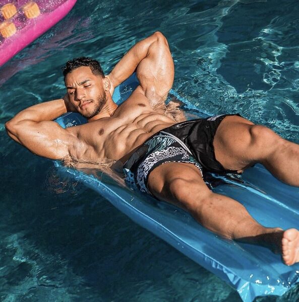 Looks like he just noticed a hot guy at the other end of the pool.
