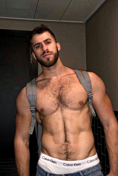 Ready to head out with that pack on his back…