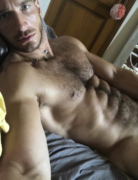 Yummy defined hairy abs!