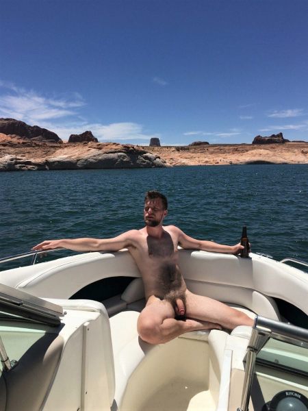Manspreading in a Quiet Cove with a Beer