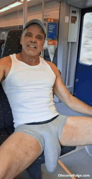 Obscene Bulge Manspreading on Passengers Train